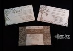 3 Wood Wedding Invitations - Black Background - Crooked Top - Fine Line Logo