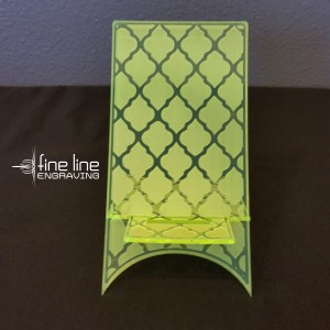Lime Green Acrylic Phone Stand - Front View - Fine Line Logo