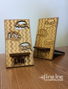 Two Stands on Desk - Fine Line Logo