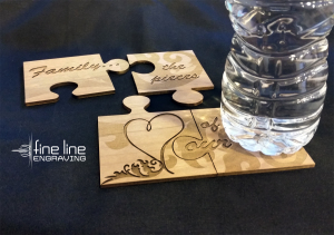 Puzzle Coaster - Half put together - Fine Line Logo