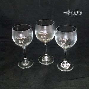 Three Wine Glasses - 8x8 - Fine Line Logo